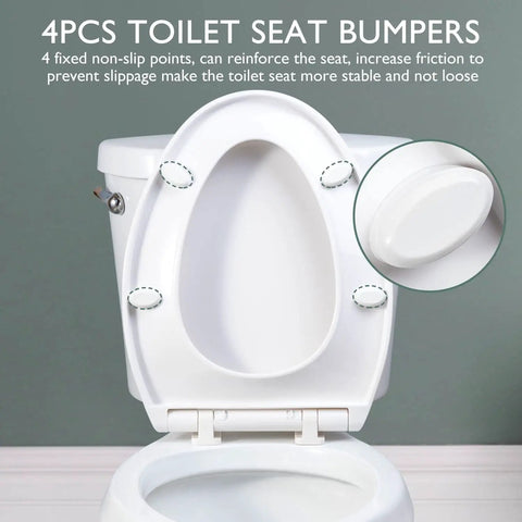 Elongated Toilet Seat With Slow Close Hinges And Four Non-Slip Bumpers, Easy To Install And Clean, Durable White Plastic, rear view