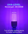 15W LED UV Black Light Bulb Energy Saver 395 400nm UV A Blacklight for Fluorescent Materials Glow E26 in use lit up