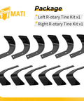 Left Right Rotary Tine Kit For Honda Tillers FRC800K1 FRC800 Replacement Part 06722 V20 003, set of durable steel replacement tines