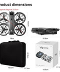 4K HD Dual Camera Drone With Remote Control Screen, Brushless Power, Propeller Guards, size dimensions in centimeters, packaging