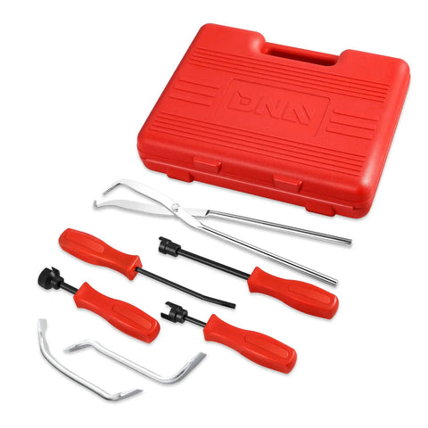 8 Piece Brake Service Kit With Spring Installer And Remover Pliers DIY Friendly Tools Set In Red With Durable Carrying Case