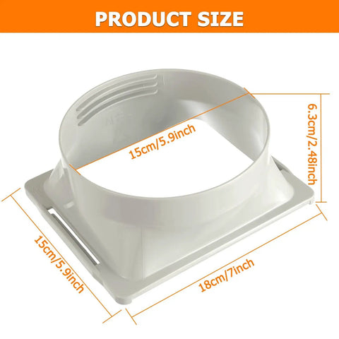 Square To Round Exhaust Hose Adapter For Portable Air Conditioners Fits 7 By 5.9 Inch Square Vents To 5.9 Inch Hoses ABS Plastic Connector