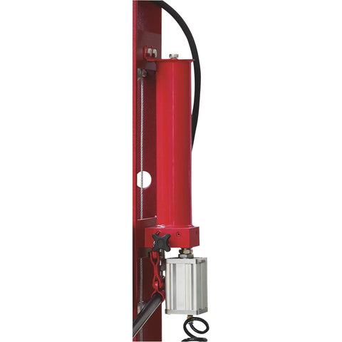 Side view of 40-Ton Pneumatic Shop Press With Gauge And Winch Heavy-Duty H-Frame Steel Construction, rust-resistant finish.