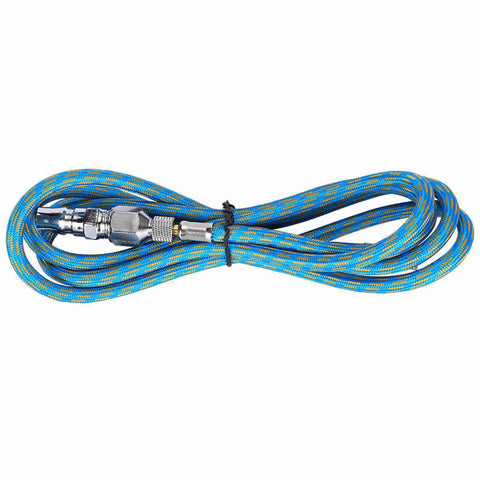 Flexible Nylon Braided Airbrush Air Hose Kit 6 Feet Long With Kink Resistant Build and 1/8 To 1/4 Inch Quick Connects coiled with fittings