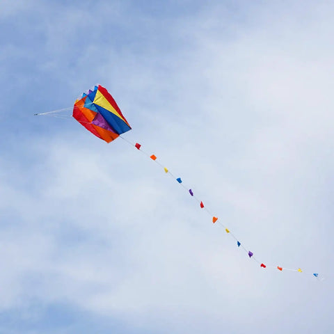 Colorful Parafoil Kite With 118 Inch Long Tail Go-To Outdoor Fun Easy To Fly Includes Handle And Line 20 Inch Frame flying