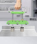 Versatile Sheet Metal Bender With Two-Station Edge Roller For Roofing, 0 To 90 Degree Bends, Green Finish, shown in use