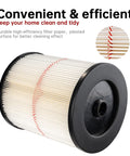 Replacement Red Stripe Cartridge Filter For 9 17816 Shop Vac And Larger Vacuums Fits 5 To 32 Gallon Wet Dry Vacs 2 Pack High Efficiency Vacuum Filter For Long Lasting Cleanup, showing pleated filter paper with red stripe.