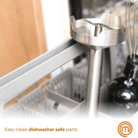Professional Handheld Immersion Blender Featuring Powerful 400W Motor And Durable Stainless Steel Shaft in a dishwasher.