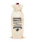 Funny Engineer Graduation Wine Bag Gift For Mechanical, Chemical, Civil Engineers Congrats On Graduating From Engineering Perfect Grad Gift For Women And Men Brother Or Sister Unique Engineer Commencement Wine Tote, wine bag saying 'Fucking Finally'