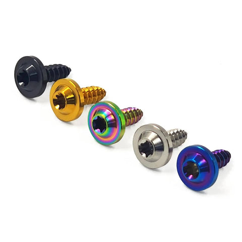 Titanium Self Tapping Screws M4 And M5 With Torx Head in multiple colors, black coated decorative fasteners, Grade 5 6AL 4V Titanium.