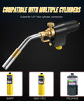 High Intensity Propane Torch Head With Trigger Start For MAP Pro Tanks, showing MAPP, MAP-Pro, and Propane compatibility.