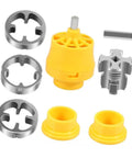 PVC Pipe Threader Set With Dies For One Half Three Quarters And One Inch Pipe Tap Die Kit Hand Tool For Plumbing DIY Pros Includes External Threader Dies And Internal Thread Opener for PVC pipe threading dies