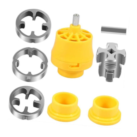 PVC Pipe Threader Set With Dies For One Half Three Quarters And One Inch Pipe Tap Die Kit Hand Tool For Plumbing DIY Pros Includes External Threader Dies And Internal Thread Opener for PVC pipe threading dies