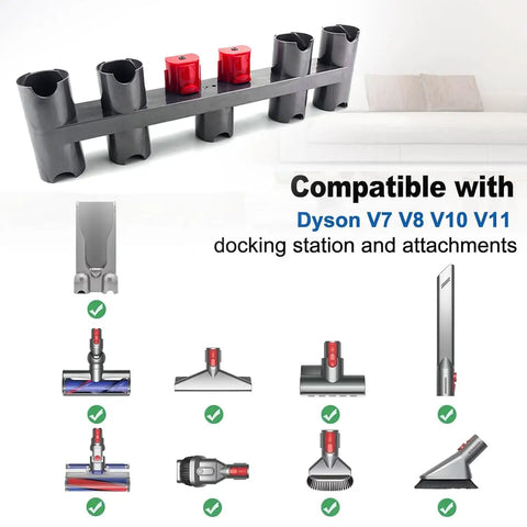 Wall Mount Accessory Holder For Dyson V7 V8 V10 V11 Vacuum Cleaners Docking Station Organizer Tool Holder with multiple slots.