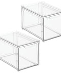 Stackable Closet Storage Bins With Pull Out Drawers Clear Plastic Shoes And Small Item Organizer For Cabinets Desks Shelves And Dressers Lumiere Collection Space Saver 2 Pack