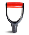 Close-up of 2 Pack Red D Grip Shovel Handles For 1-1/4 Inch Shovels, Plastic Replacement Grips With 32mm Inner Diameter.