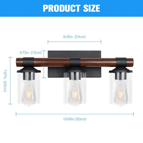 Matte Black Vanity Light Over Mirror Dimmable With 5CCT Adjustable Color Temperature, dimensions displayed, 23 inch wide