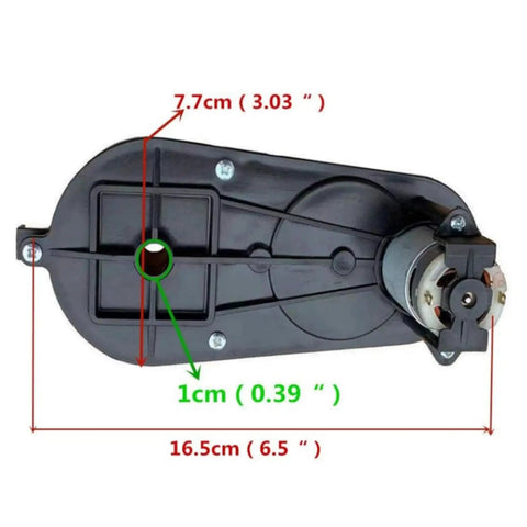 RS390 Electric Motor Gearbox 12V High Torque DC Speed Drive Replacement for Kids Ride On Cars measured dimensions