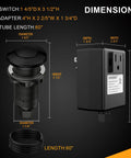 Dimensions of Air Switch Kit For Garbage Disposals UL Certified Sink Top Push Button 3.5 Inch Brass Button Matte Black Finish