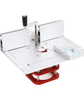 Rock Solid Manual Router Lift For Woodworking Tables Featuring 51 Millimeter Lifting Stroke showing adjustable aluminum platform with router mount.