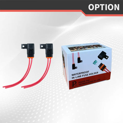 Kickass Rig Ready IP67 Waterproof Inline ATO ATC Blade Fuse Holder 30 Amp With Secure Cover And 12 AWG Wire For Auto Marine And Fishing Boat Electrical Systems 2 Pack with two holders and packaging.