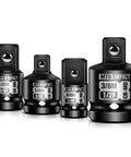 Four Piece Impact Socket Adapter And Reducer Set For One Quarter, Three Eighths, And One Half Inch Drives, Chrome Molybdenum