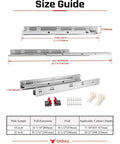 Size guide for 21 Inch Undermount Drawer Slides Set With Soft Close Full Extension 6 Pair Heavy Duty Bottom Mount Cabinet Sliders
