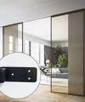 Heavy Duty Stainless Steel Sliding Door Hardware Bottom Stop With Mounting Screws Black Anti Roll Floor Track Guide For Barn Doors, detailed view.