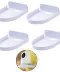 4 Pack Adhesive Wall Mounts For Security Cameras And Baby Monitors, small white wall shelf with cable clips, ideal for home surveillance.