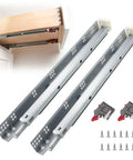 2 Pack 21 Inch Undermount Drawer Slides With Soft Close Action Full Extension Concealed Runner Set showing metal tracks and clips, perfect for cabinets.