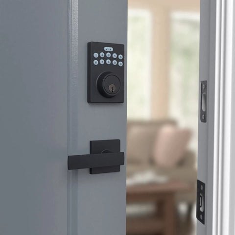 Contemporary Electronic Keypad Door Lock With Matte Black Hardware Designed For Hassle Free Keyless Entry Deadbolt Installation And Rock Solid Home Protection