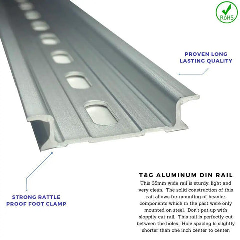 Ten Piece DIN Rail Slotted Aluminum Channel Set RoHS Compliant For Industrial Electrical Panels 8 Inch Long 35mm Wide