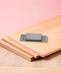Concealed Adjustable 5 Inch Square Stainless Steel Wood Door Hinge For Hidden Cabinets And Bookcases, Super Solid Pivot Hinge For Interior Secret Doors, Quiet Operation And 2D Adjustment, Heavy Duty Silver Finish, shown on wood panel