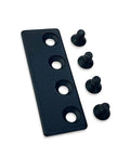 Black Barn Door Hardware Track Connector For Smooth Sliding Doors Durable Steel Mounting Bracket DIY Friendly Install Ideal For Home Renovation And Interior Decor Upgrades, showing steel bracket and screws front view.