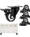 Heavy Duty Swivel Castor Wheels Set Of 4 With Parking Brakes Tough As Nails Rubber Tread Double Ball Bearing close-up view