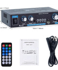 Bluetooth 5.0 Mini Stereo Amplifier 30W X2, Beefy 200W Peak Power, Bass and Treble Control, with remote and cables