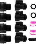 Four Pack Rain Barrel Spigot Kit With Three Quarter Inch Garden Hose Shut Off Valves And Three Quarter Inch GHT Bulkhead Fittings