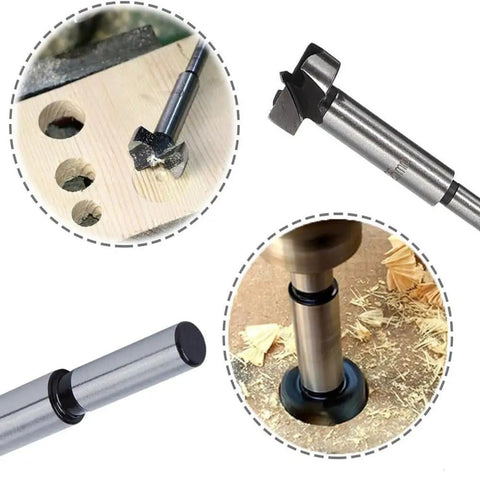 Boss Level High Carbon Steel Forstner Drill Bit Set 5 Piece 15Mm 20Mm 25Mm 30Mm 35Mm Long Round Shank for precise wood cutting