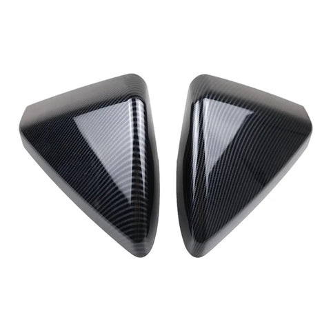 Hella Durable Matte Black Rearview Mirror Cover For 2024 Tesla Cybertruck Ride Protective Shell Wrap Anti Scratch UV Resistant Side View Trim Quick Swap Auto Exterior Glow Up, side view mirror covers in glossy black polymer.