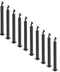 Rock Solid 35 To 37 Inch Holeless Railing Post Featuring 270 Degree Adjustable Mounting Slick Matte Black Steel Handrail displayed in a row.