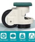 Heavy Duty Telescopic Swivel Castor Wheels, Rust Proof Aluminum Furniture Casters With Self Leveling Base, No Sweat Nylon Rollers Rolling Smooth, Rock Solid Four Pack Setup For House Or Garage, close-up view.