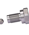 Machined piston rod part for UltraMax II 1095 1595 and 5900 series airless sprayers with bolt and ball component.