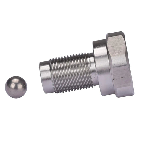 Machined piston rod part for UltraMax II 1095 1595 and 5900 series airless sprayers with bolt and ball component.