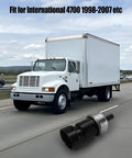 Vaticas air brake pressure switch, black plastic body with silver collar, shown beside a white International box truck.