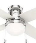 44 Inch Timpani Ceiling Fan With Reversible Motor In Brushed Nickel Finish, low profile fan with white blades