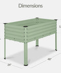 Galvanized Raised Garden Bed 48 By 24 By 30 Inches, Elevated Metal Planter Box For Backyard Patio Or Balcony, Non Toxic Materials, Ergonomic Design To Save Your Back, Sage Green Finish