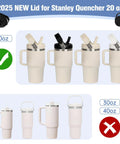 20 Oz Tumbler Flip Straw Lid With Handle, Leak Proof No Spill Replacement For Stanley Quencher ProTour 20 Ounce, reusable