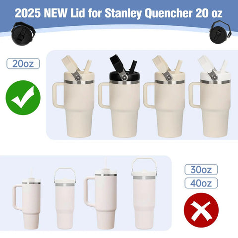 20 Oz Tumbler Flip Straw Lid With Handle, Leak Proof No Spill Replacement For Stanley Quencher ProTour 20 Ounce, reusable