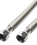 2 Pack 36 Inch Flexible Corrugated Water Heater Hose Connector Heavy Duty Hot Or Cold Water Supply Line Three Quarter Inch Stainless Steel FIP To Connect Water Heater Softener Filter showing close-up of stainless steel construction