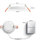 Top Shelf Smart Recessed Led Ceiling Light With Sleek Slim Downlight dimensions showing 4-inch round design for easy installation.
